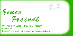 vince preindl business card